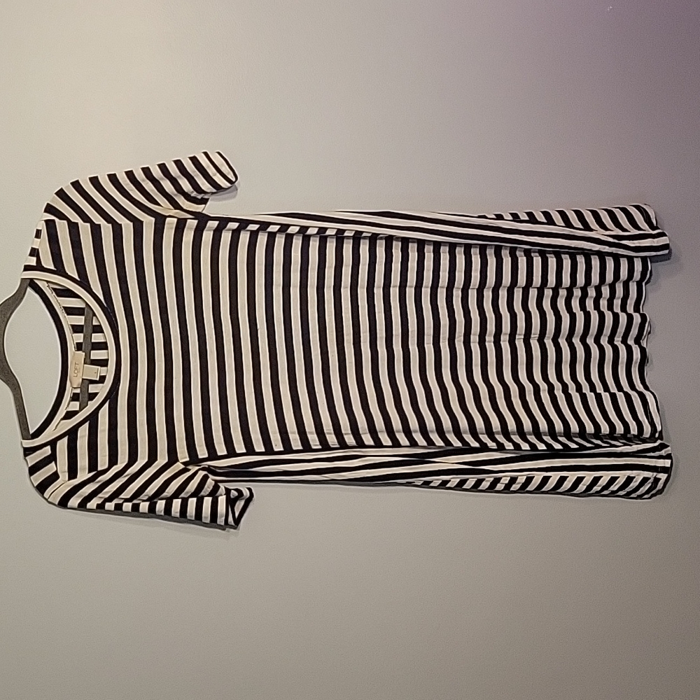 LOFT Black and White Striped Woman's Dress